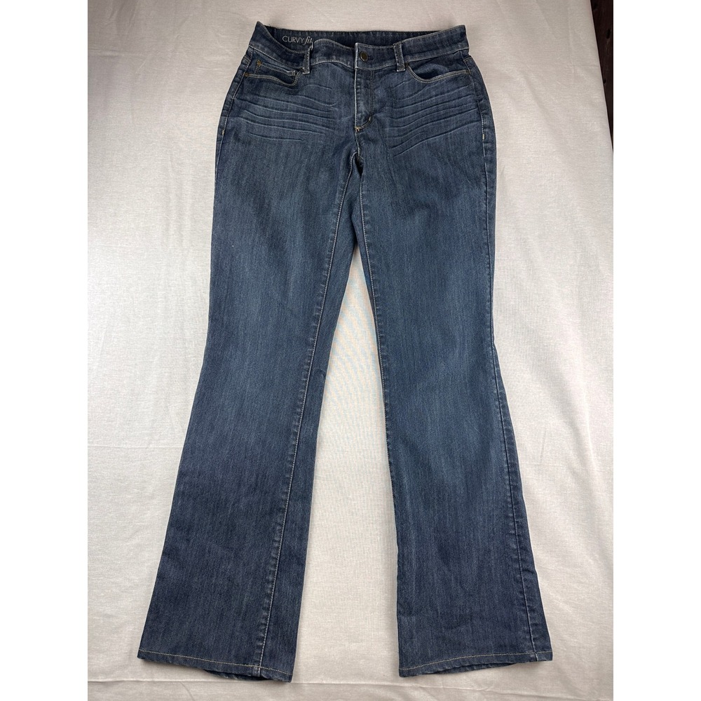 Ann Taylor Curvy Fit Bootcut Jeans Womens 6 Dark Wash Denim Stretch 264146‎